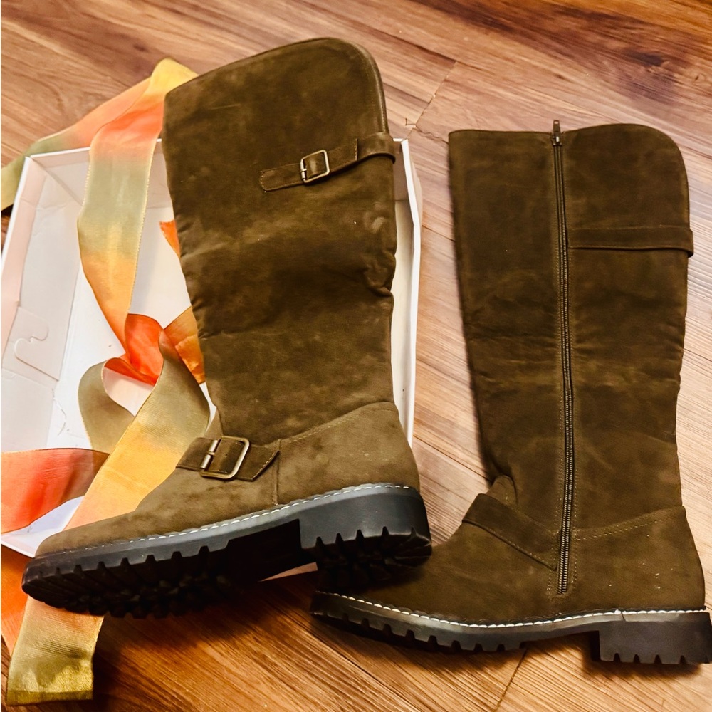 Olive Green  Suede Boots